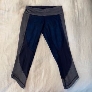 Navy multi-pattern lulu Capri length leggings